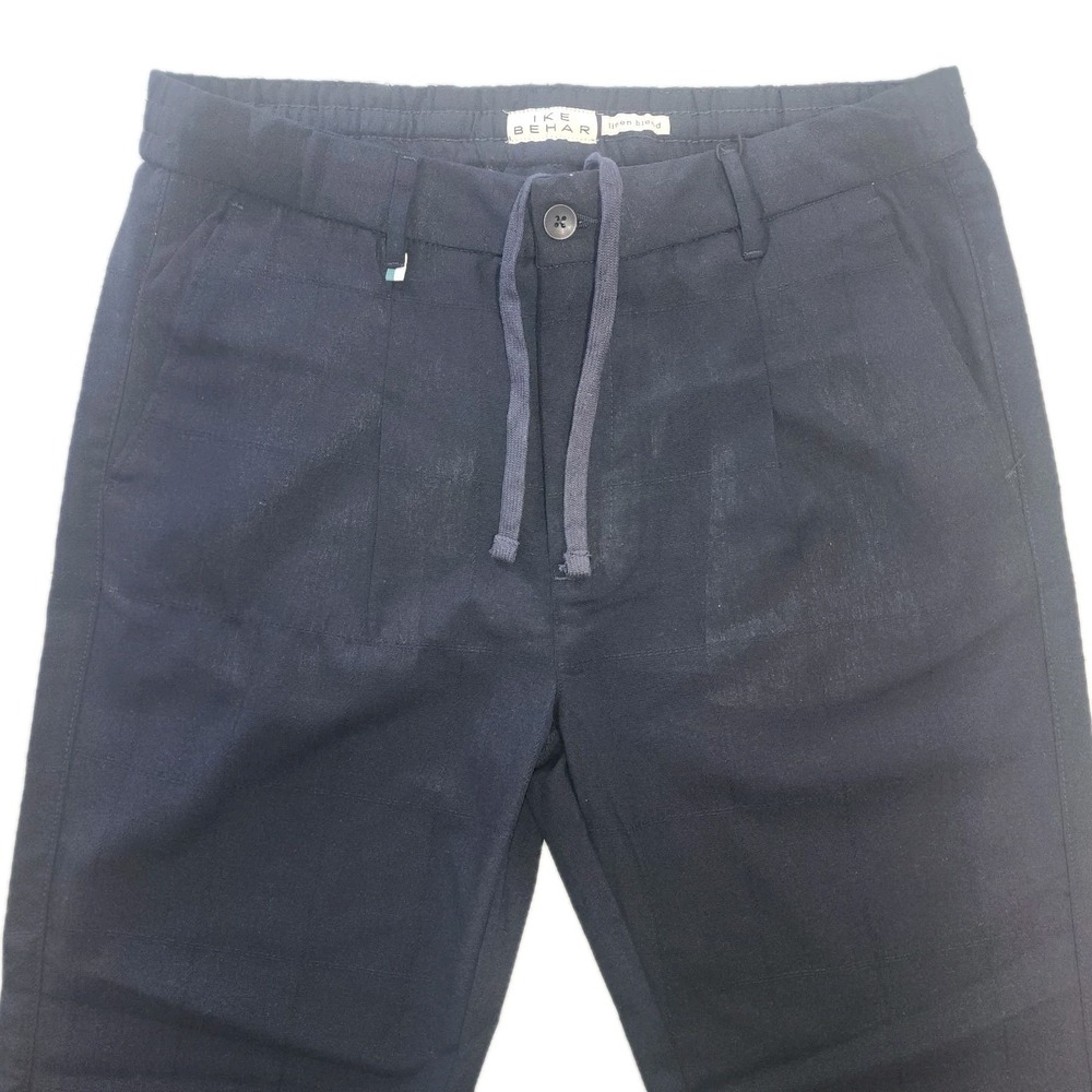 IKE BEHAR New York Pants Mens L Linen Blend Drawstring Regular Fit Blue $115